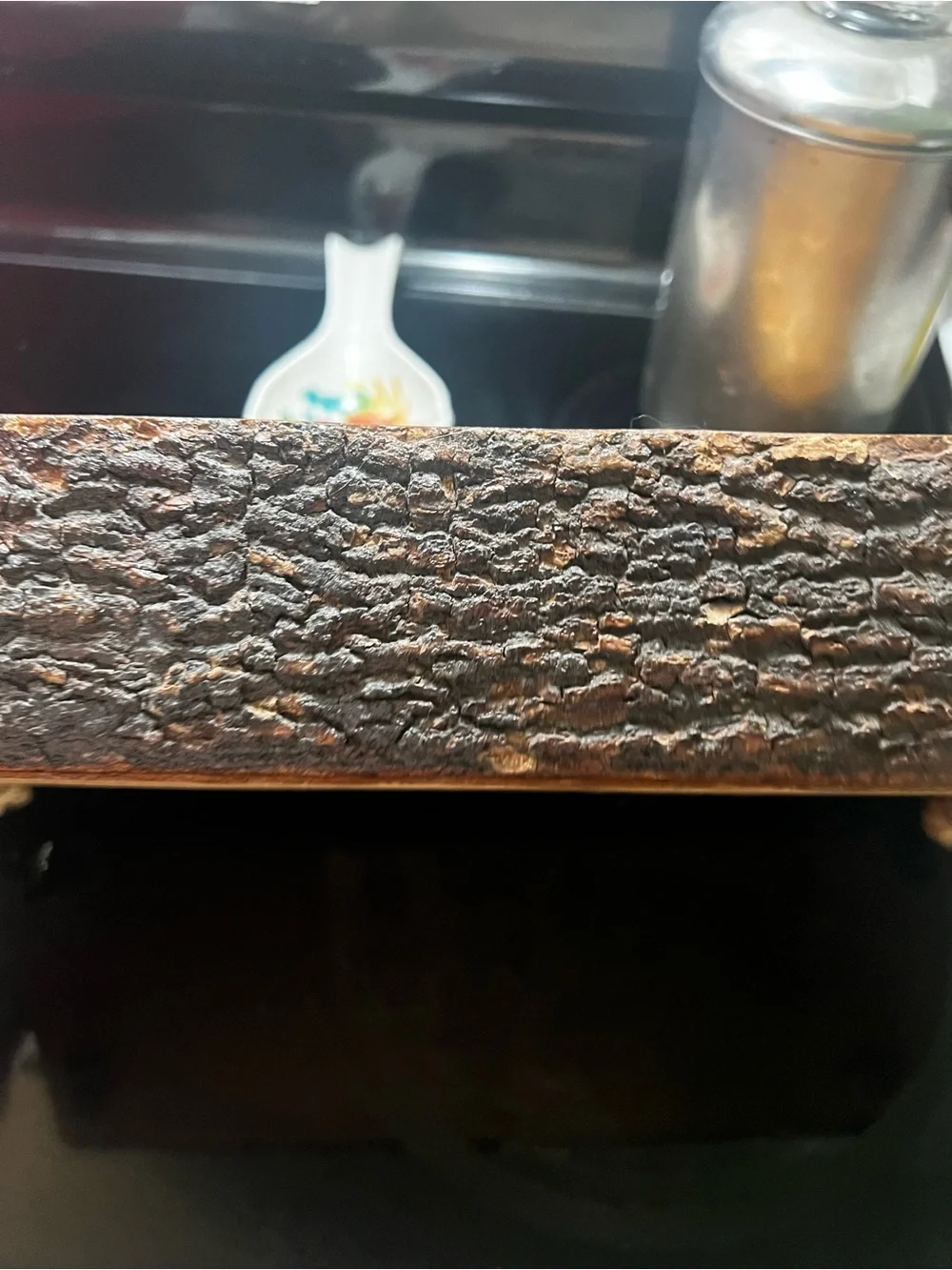 Hand-Carved Wooden Serving Tray with Rope Handles - Brown